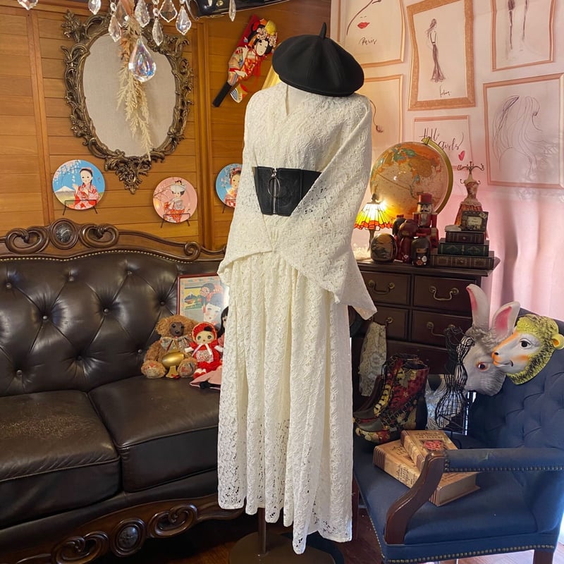 和洋折衷 総レース浴衣 リメイク ロング丈 ワンピース ドレス