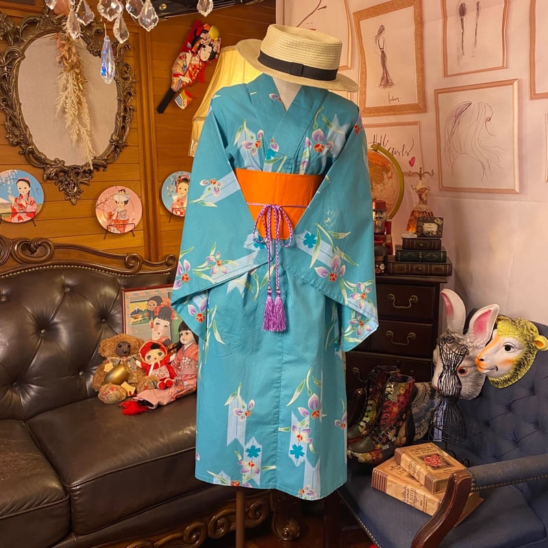 和洋折衷 浴衣 リメイク ワンピース ドレス 帯サッシュベルト