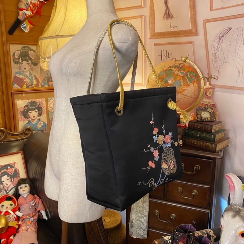 リメイク 名古屋帯 トートバッグ 和洋折衷 レトロ クラシカル