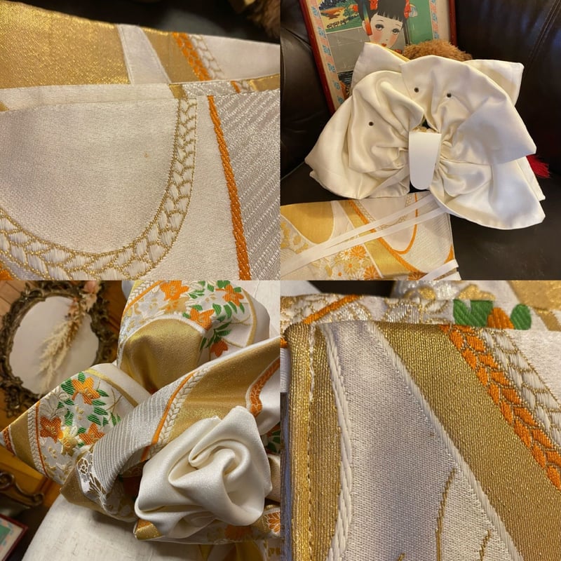 和洋折衷 2部式作り帯 リメイク 和 モダン ハンドメイド レトロ 2B-6  