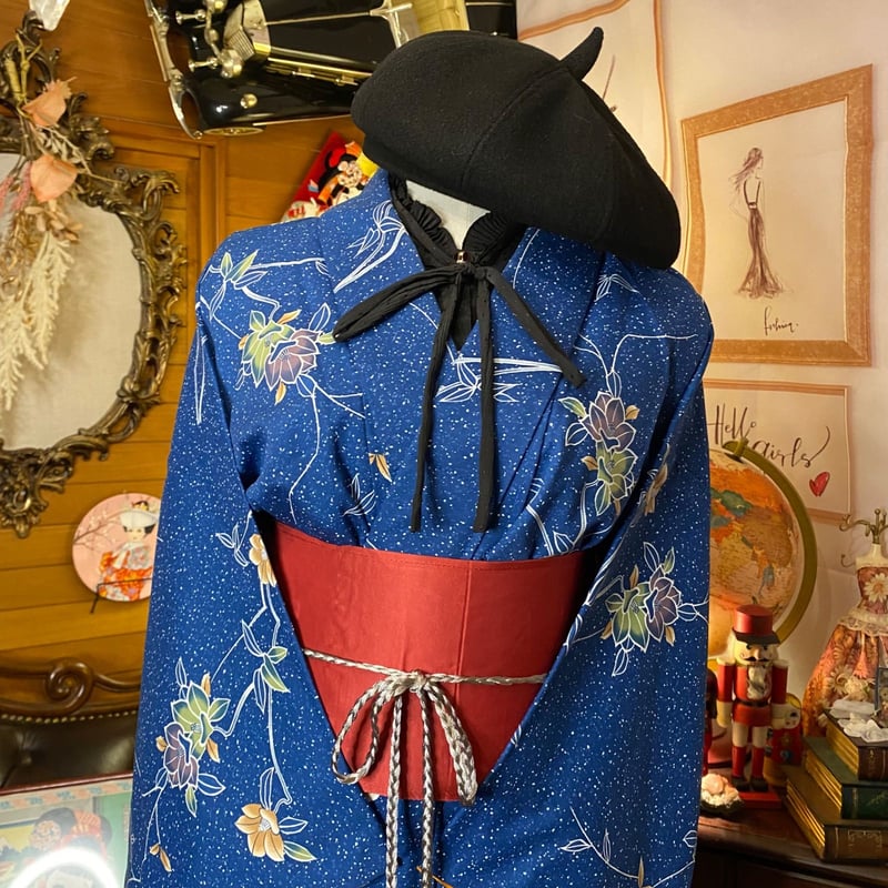 展示用　◇着物リメイク◇  セットアップ　ワンピース　リバーシブル帯ベルト付き 展示用◇着物リメイク◇ セットアップワンピースリバーシブル帯