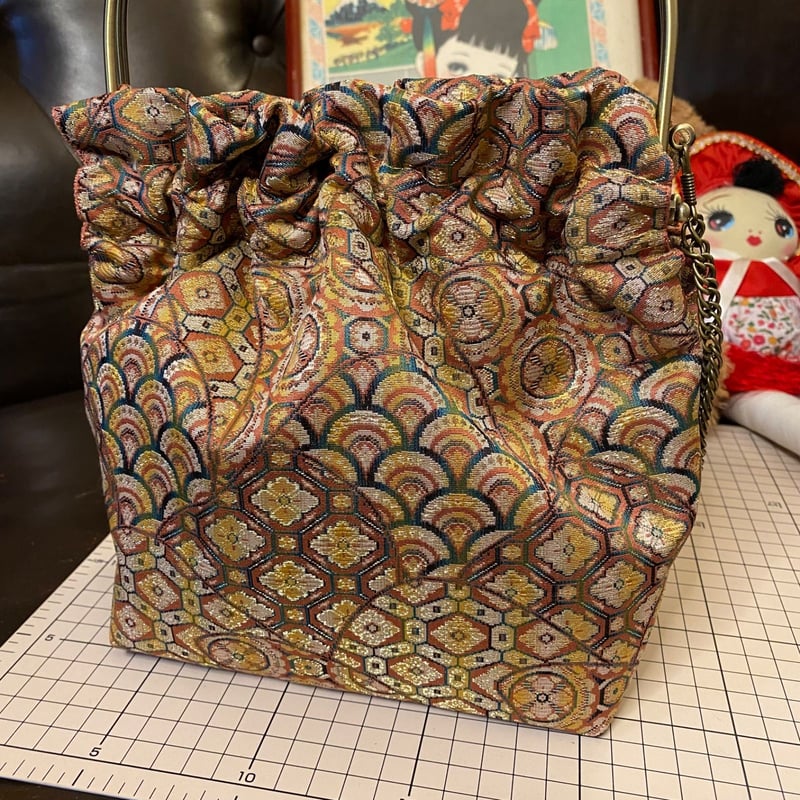 アンティーク婚礼丸帯リメイクがま口バック/鳳凰/和装バッグ/小さめバッグ アンティーク婚礼丸帯リメイクがま口バック/鳳凰/和装バッグ/小さめバッグ