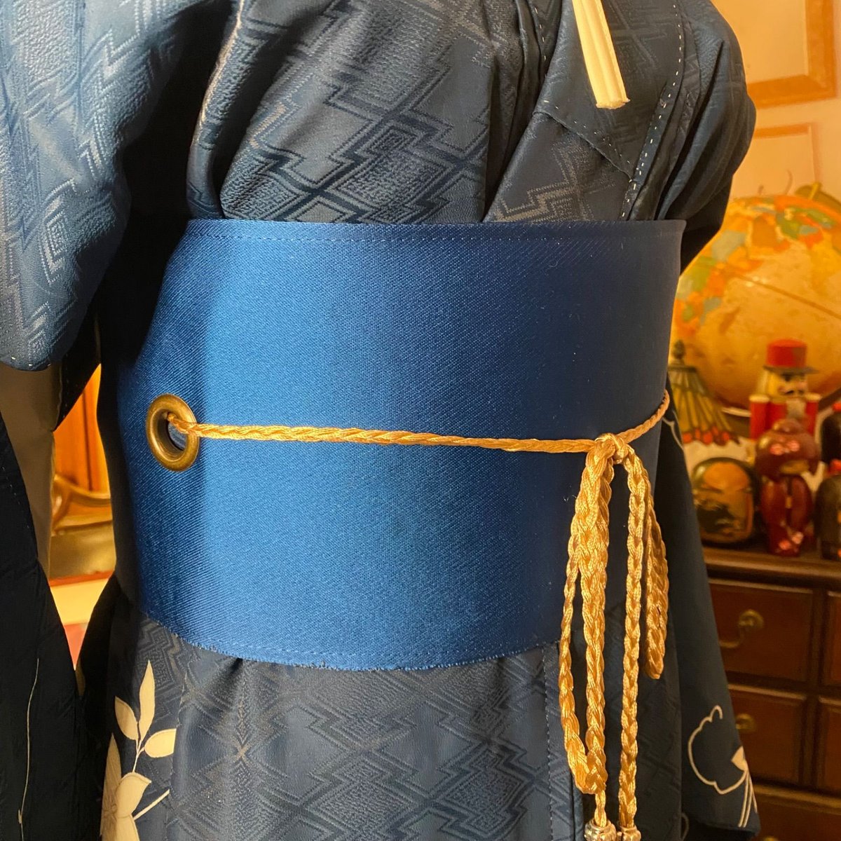 訪問着 着物リメイク ロング ワンピース ドレス｜洗える化繊＋帯 