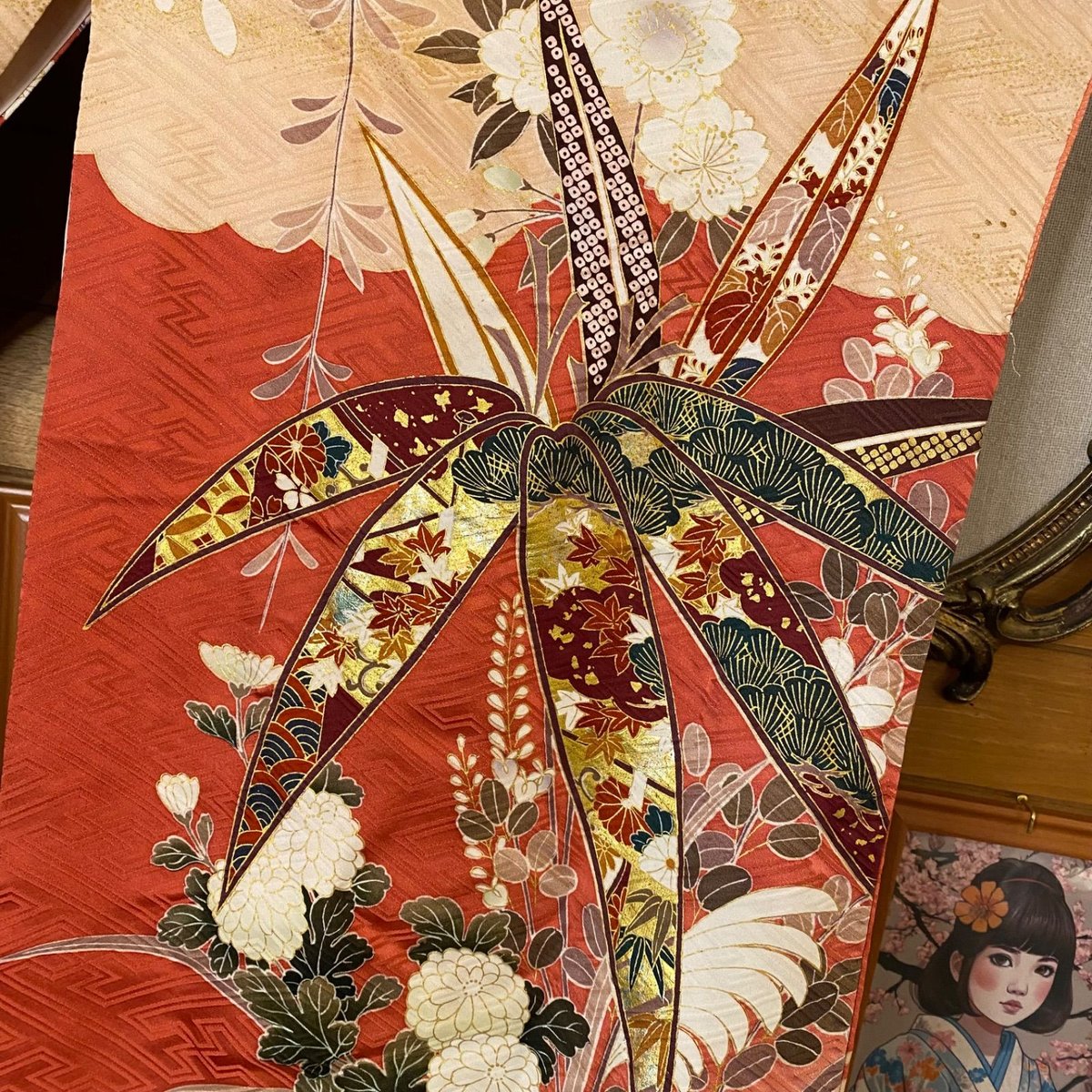リメイク 振袖着物ワンピース 和洋折衷 ハンドメイド レトロ リメイク 振袖着物ワンピース 和洋折衷 ハンドメイド レトロ