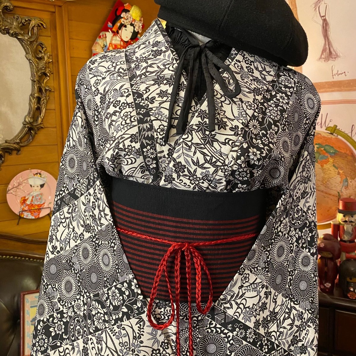 和洋折衷 単衣着物 リメイク ロング 丈 ワンピース ドレス 和洋折衷 単衣着物 リメイク ロング 丈 ワンピース ドレス