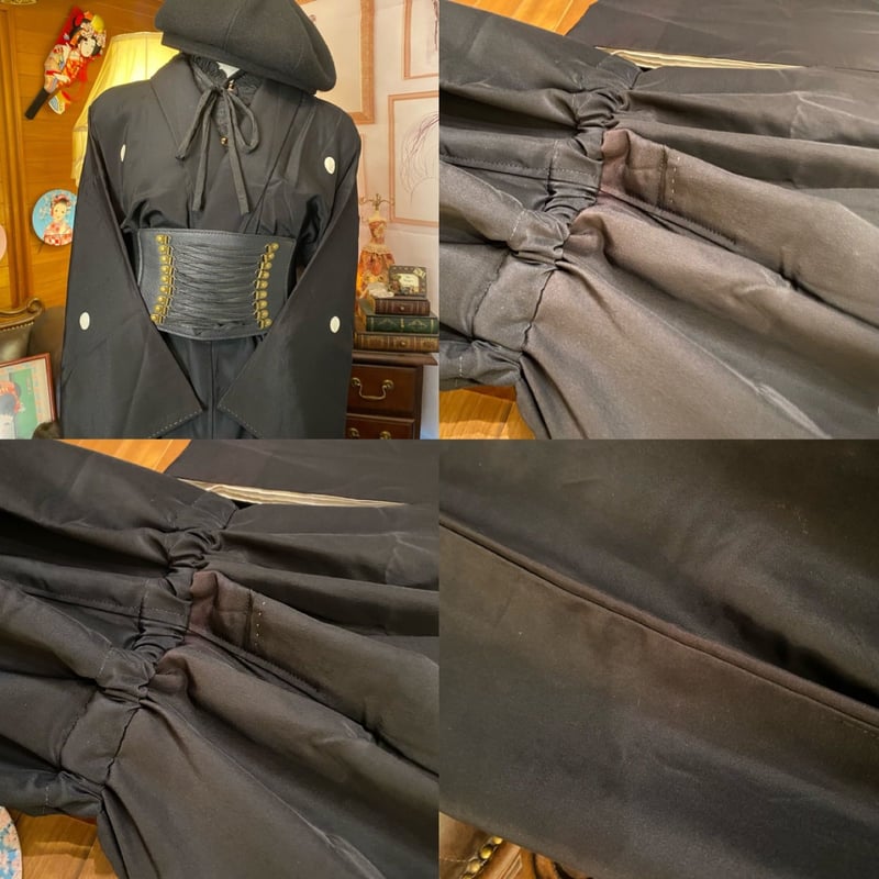 黒留袖 着物 リメイク ワンピース ドレス セミロング 和洋折衷 洗える 化繊 ハンドメイド レトロ 古着 翡翠の風に舞う、吉祥の鶴と花万華鏡 TKW-112 黒留袖 着物 リメイク ワンピース ドレス セミロング 和洋折衷 洗える