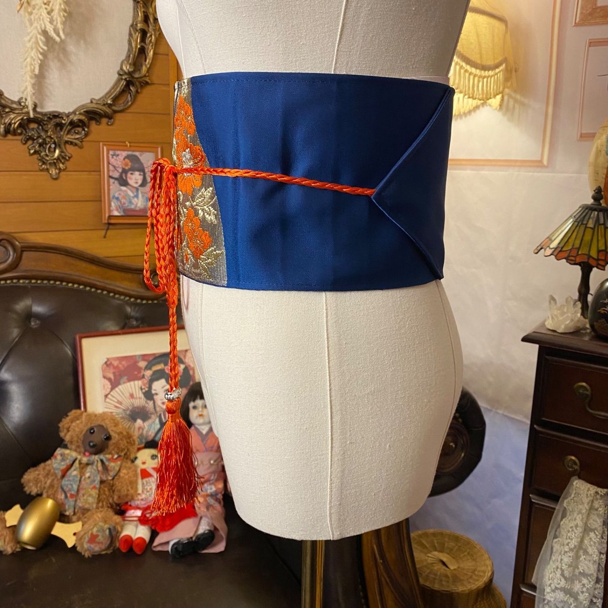 和洋折衷 名古屋帯サッシュベルト リメイク 飾り帯 ハンドメイド ROB-51 和洋折衷 名古屋帯サッシュベルト リメイク 飾り帯 ハンドメイド ROB