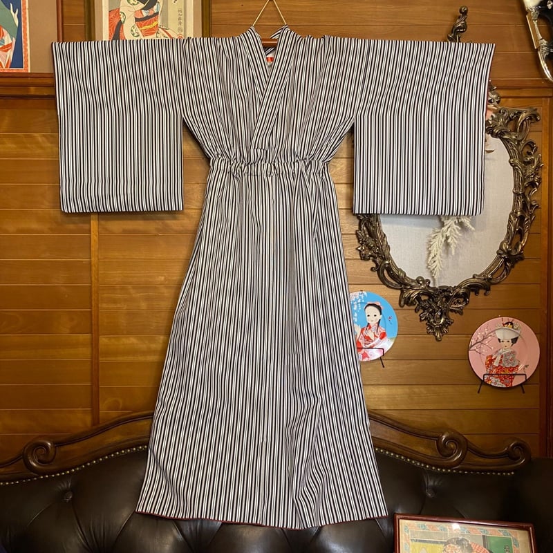 和洋折衷 レトロ 古着 洗える 着物 化繊 和 モダン ハンドメイド