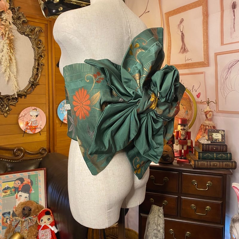 和洋折衷 2部式作り帯 リメイク 和 モダン ハンドメイド レトロ 2B-3  