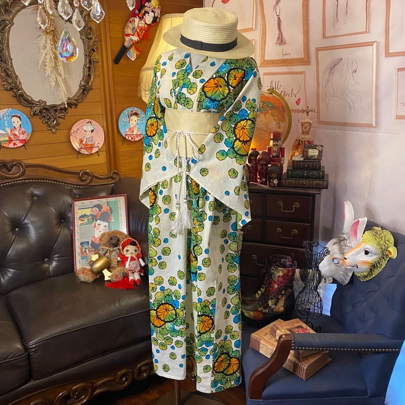 和洋折衷 浴衣 リメイク ワンピース ドレス 帯サッシュベルト 和洋折衷 浴衣 リメイク ワンピース ドレス 帯サッシュベルト