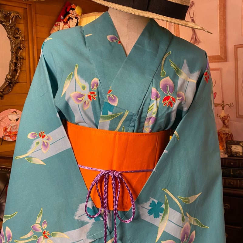 和洋折衷 浴衣 リメイク ワンピース ドレス 帯サッシュベルト