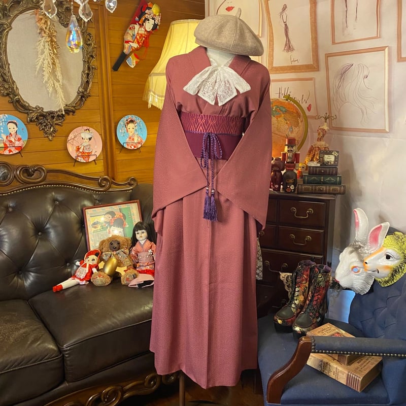 和洋折衷 色無地 着物 リメイク ワンピース ドレス 洗える 化繊 和洋折衷 色無地 着物 リメイク ワンピース ドレス 洗える 化繊