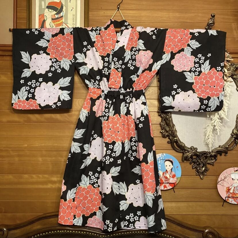 和洋折衷 レトロ 古着 浴衣 和 モダン ハンドメイド リメイク 