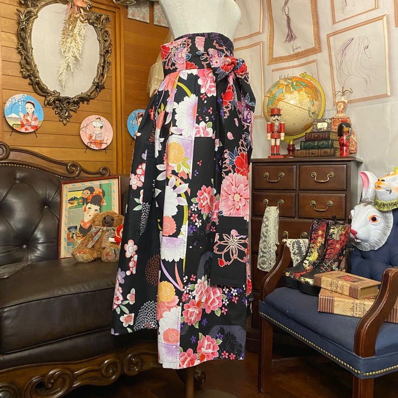 和洋折衷 レトロ古着 浴衣 ハンドメイド パッチワーク リメイク