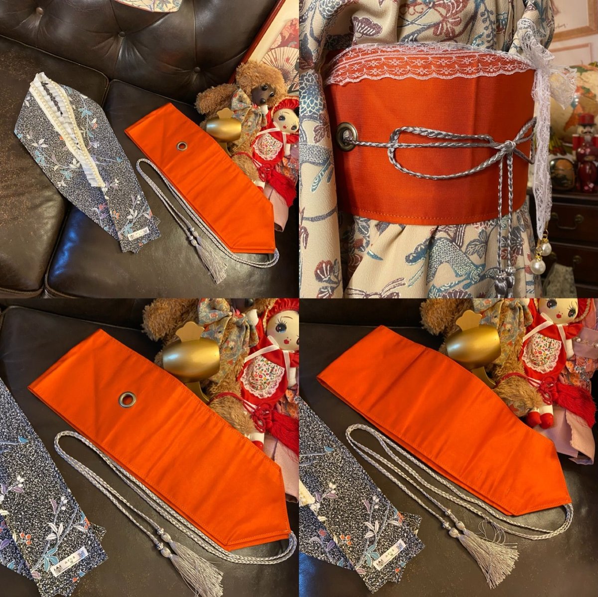 着物 ワンピース ドレス リメイク 重ね衿 襟 帯サッシュベルト 帯