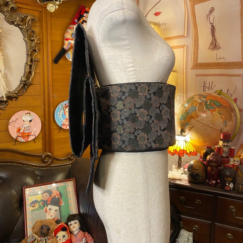 和洋折衷 2部式作り帯 京袋帯 お太鼓 リメイク ハンドメイド 和 レトロ  