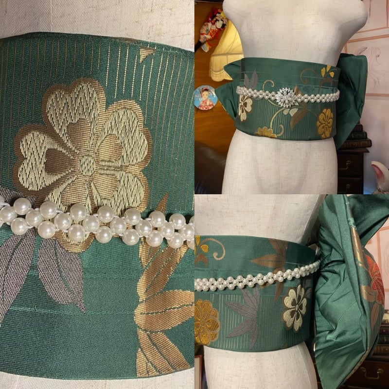 和洋折衷 2部式作り帯 リメイク 和 モダン ハンドメイド レトロ 2B-3  