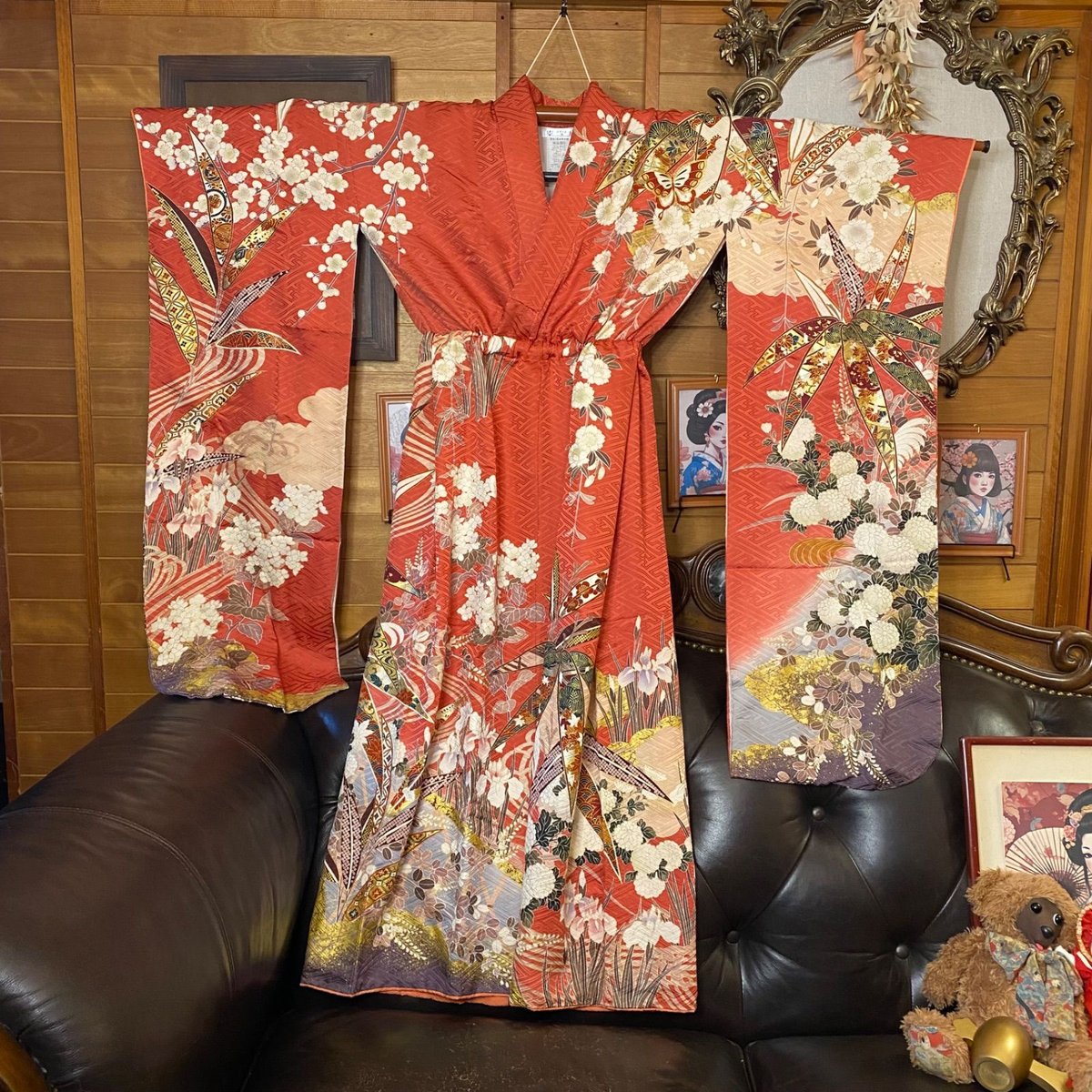 リメイク 振袖着物ワンピース 和洋折衷 ハンドメイド レトロ リメイク 振袖着物ワンピース 和洋折衷 ハンドメイド レトロ