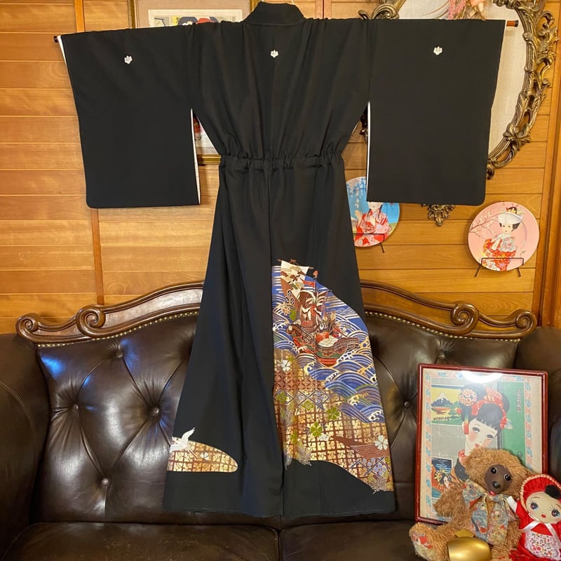 和洋折衷 黒留袖 着物 リメイク ワンピース ドレス ハンドメイド 和洋折衷 黒留袖 着物 リメイク ワンピース ドレス ハンドメイド
