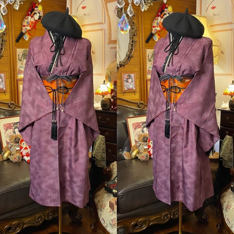 着物 ワンピース ドレス ハンドメイド リメイク 重ね衿 襟 名古屋帯