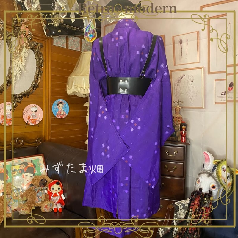 和洋折衷 レトロ 古着 単衣 銘仙 大正ロマン 着物 和 ハンドメイド
