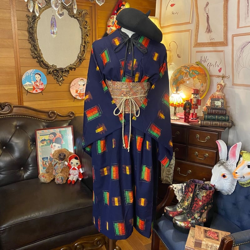 和洋折衷 レトロ 古着 アンサンブル 着物 和 モダン ハンドメイド 