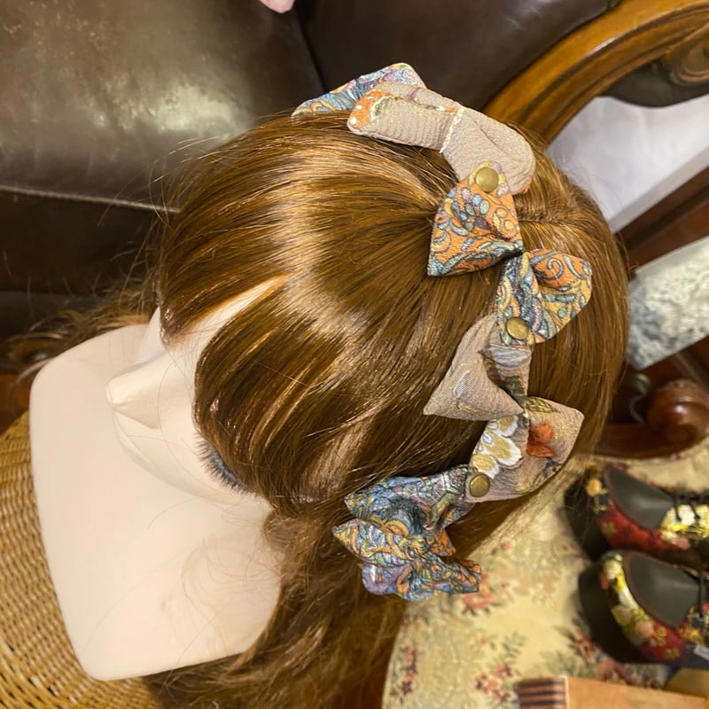 着物リメイク髪飾り 着物リメイク 帯締め 帯飾り おりぼん ティアラ ヘッドドレス
