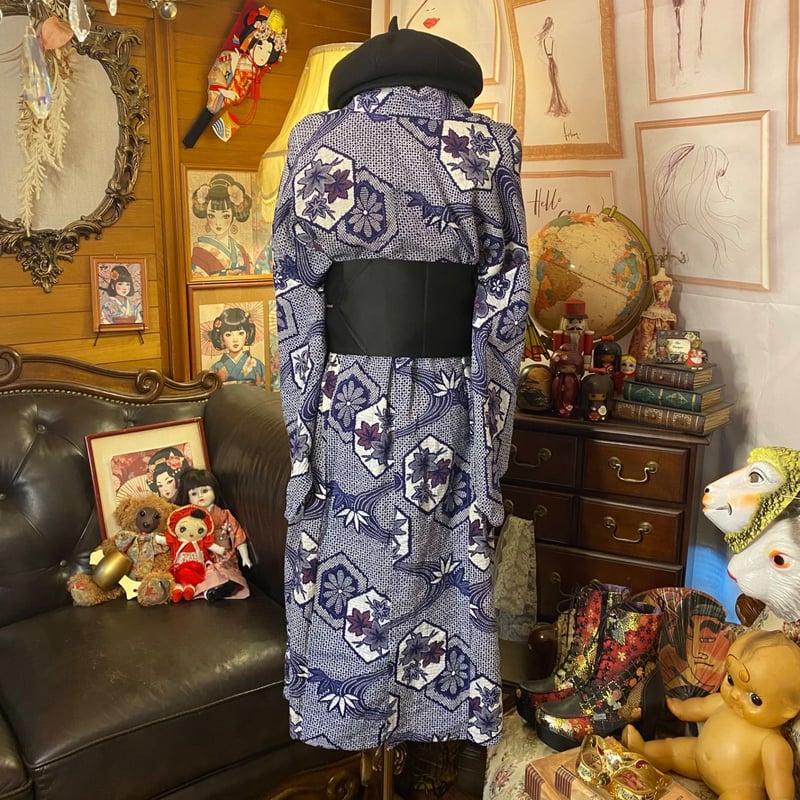 7 1 絞り浴衣 リメイク用 7 0 絞り浴衣 リメイク用 一点物 浴衣 リメイク 有松絞り