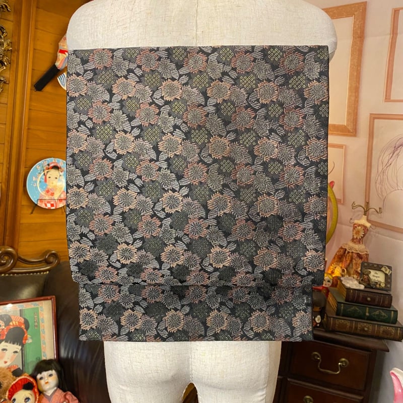 和洋折衷 2部式作り帯 京袋帯 お太鼓 リメイク ハンドメイド 和 レトロ  