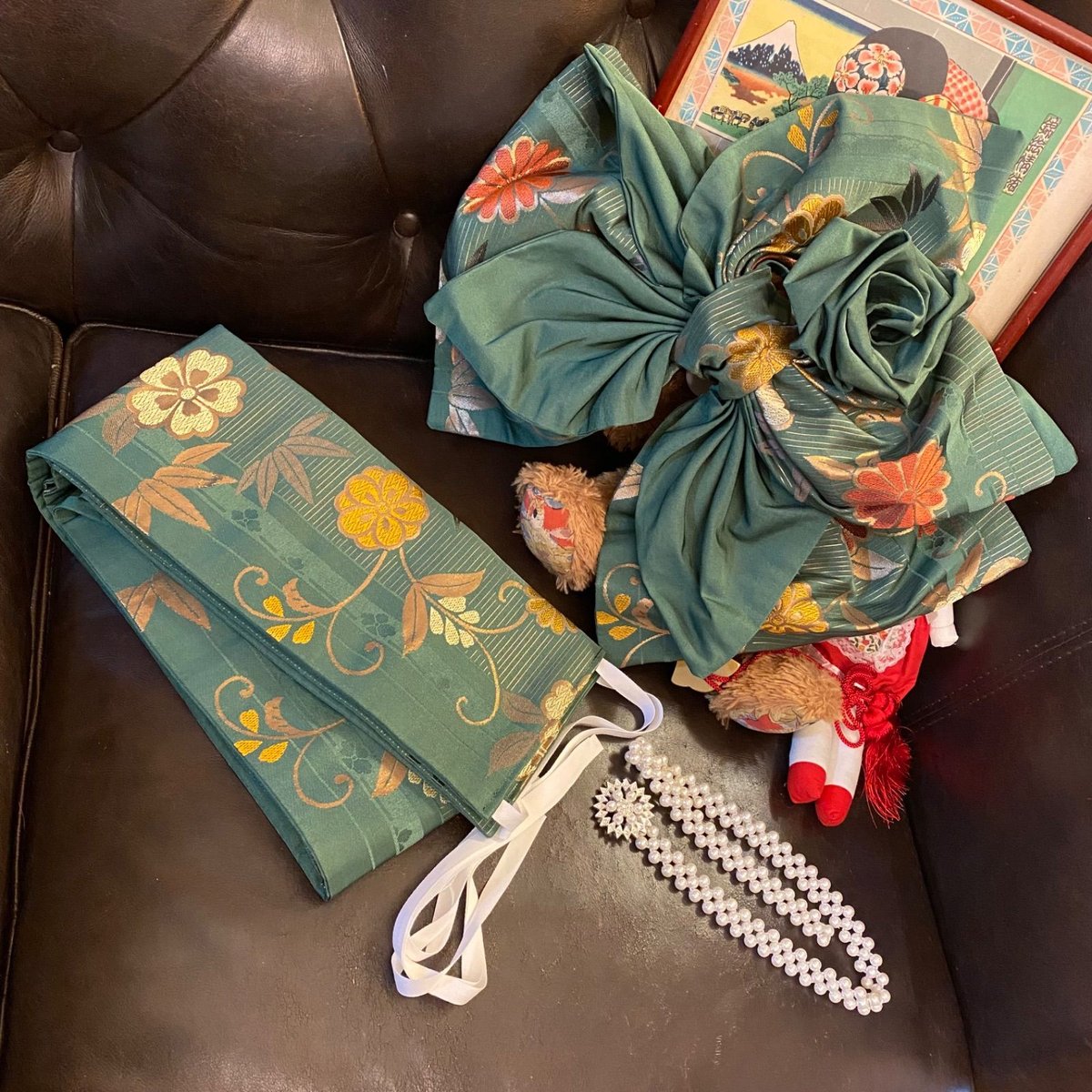 和洋折衷 2部式作り帯 リメイク 和 モダン ハンドメイド レトロ 2B-3  