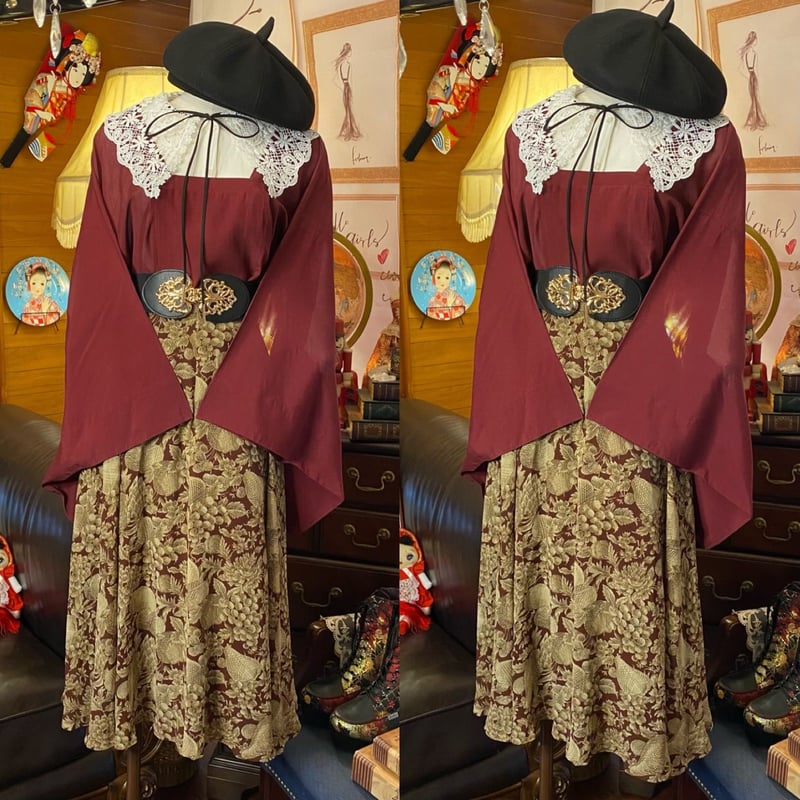 道行コート　コスプレ　和洋折衷コーデ　レトロ　アンティーク　羽織　着物リメイク 和洋折衷 セレクト まとめ売り コーデ レトロ アンティーク