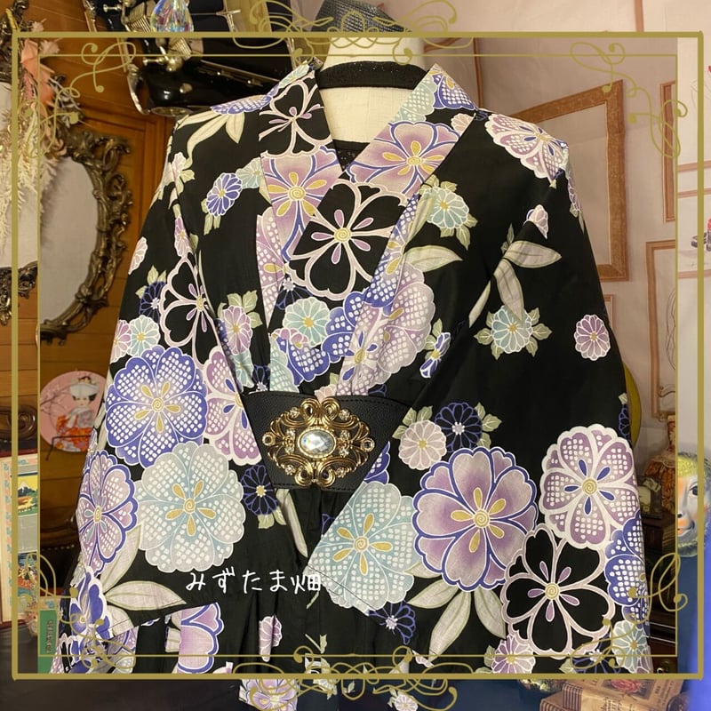 和洋折衷 レトロ 古着 夏 浴衣 和 ハンドメイド リメイク ワンピース