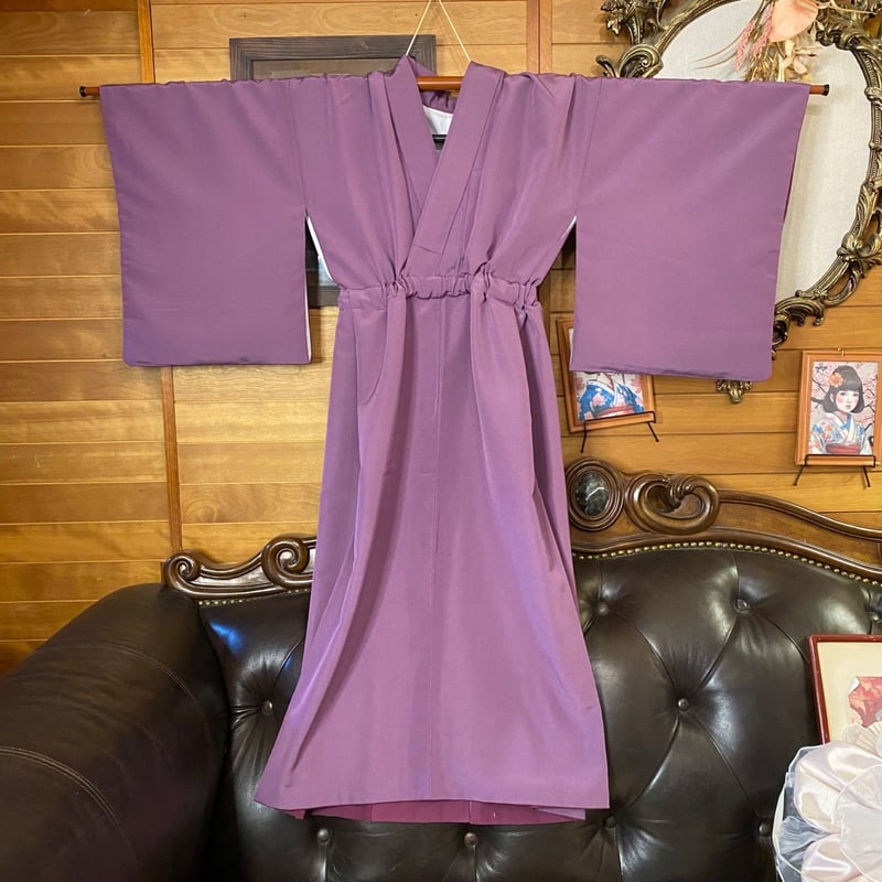 色無地 着物 セミロング ワンピース ドレス ハンドメイド