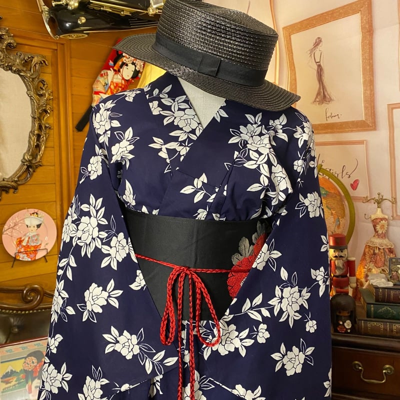 和洋折衷 浴衣 リメイク ワンピース ドレス 名古屋帯サッシュベルト  