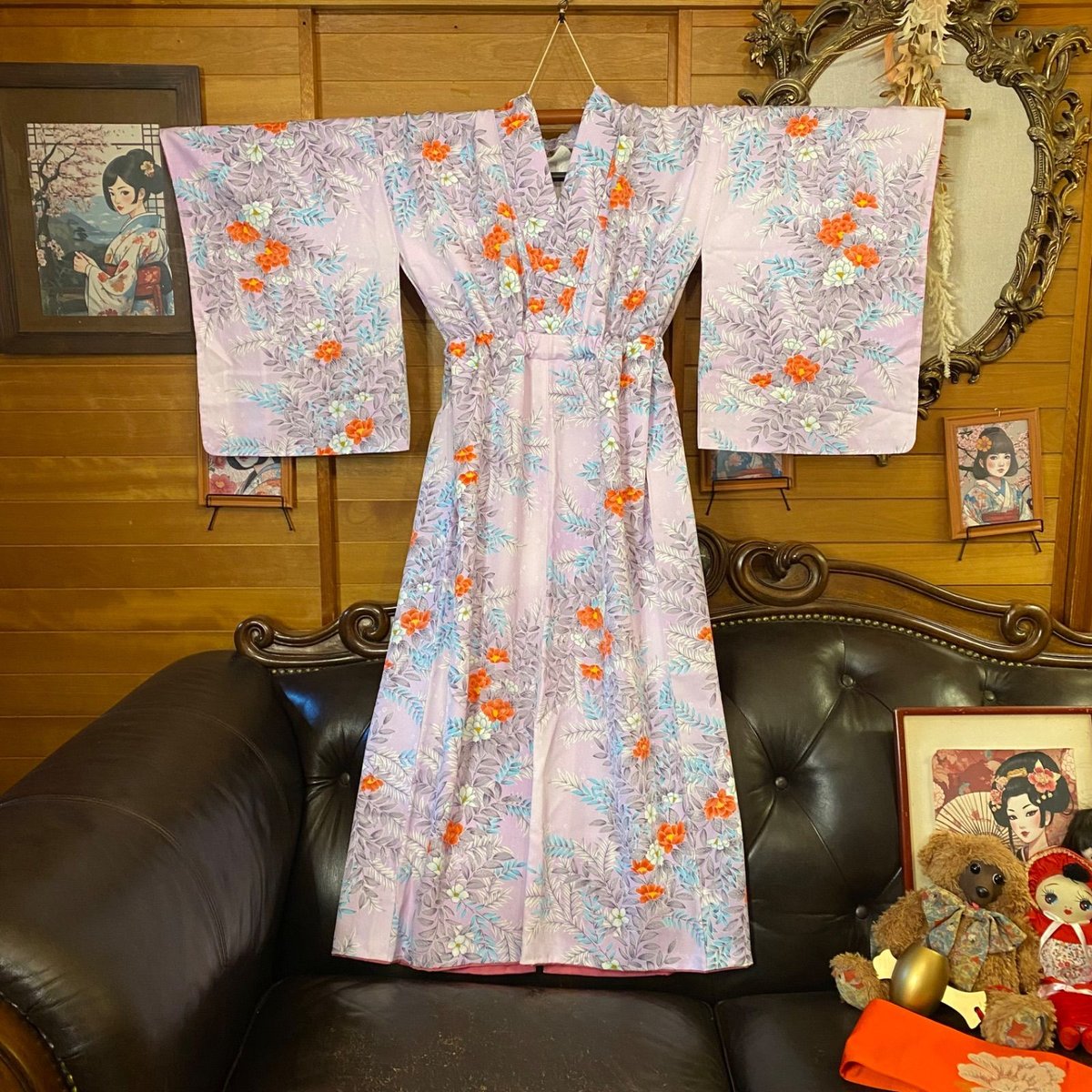 着物リメイク ロング ワンピース ドレス｜洗える 化繊 名古屋帯サッシュベルト付き｜和洋折衷ドレスで特別な一日を ｜ハンドメイド 儚くも華やか、雅な彩りを纏う KW-792 着物リメイク ロング ワンピース ドレス｜洗える 化繊 名古屋帯