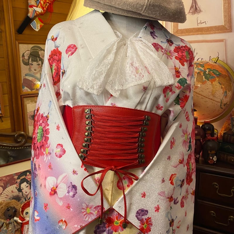 着物振袖リメイク、ロングワンピースセットアップ