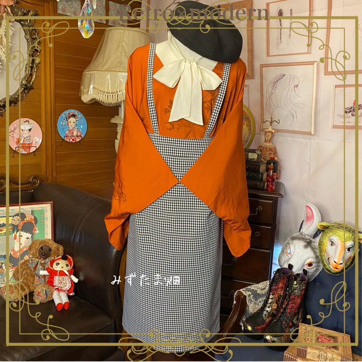 オールド ヴィンテージ レトロモダン 古着 ブラックレザー 道行きコート