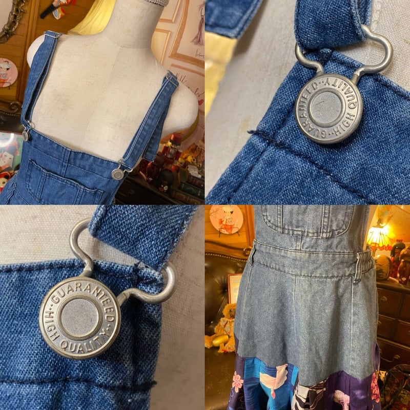 和洋折衷 浴衣 ロング オーバーオール ワンピース パッチワーク