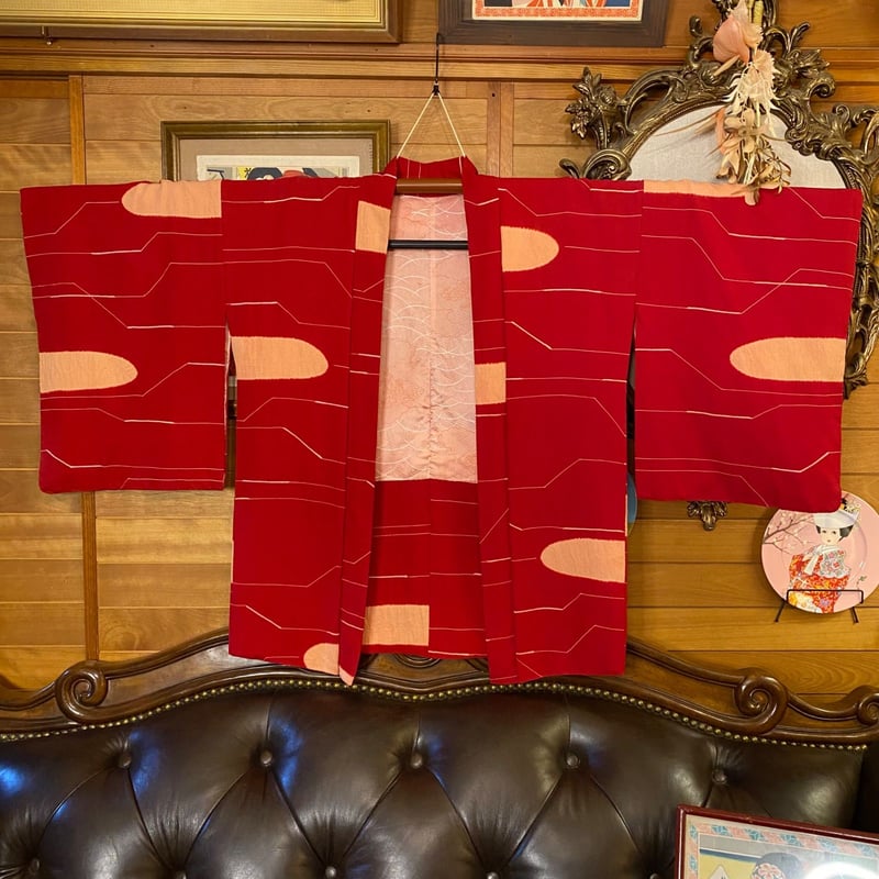 七五三　長襦袢　レトロアンティーク　和洋折衷コーデ　コスプレ　赤×黒　折り鶴 七五三 長襦袢 レトロアンティーク 和洋折衷コーデ コスプレ 赤