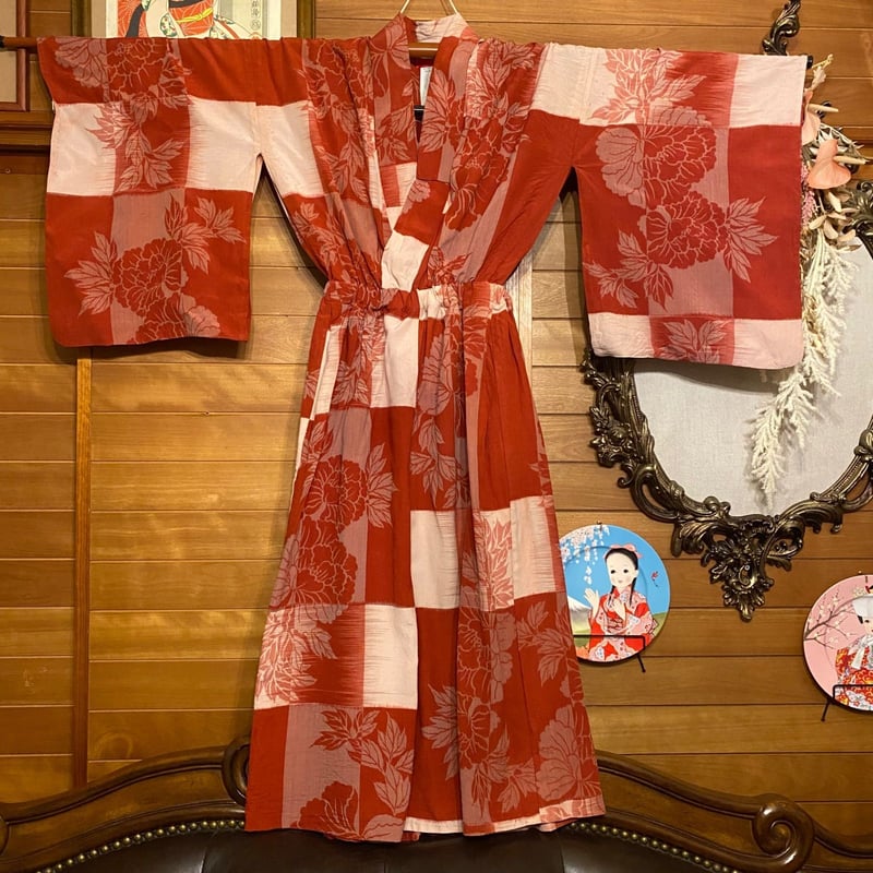 和洋折衷 レトロ 古着 単衣 大正ロマン 浪漫 銘仙 着物 和 モダン