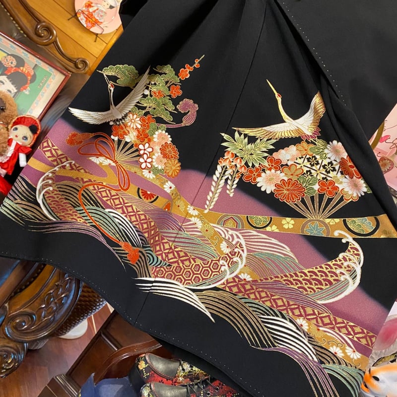 和洋折衷 黒留袖 着物 リメイク ワンピース ドレス ハンドメイド