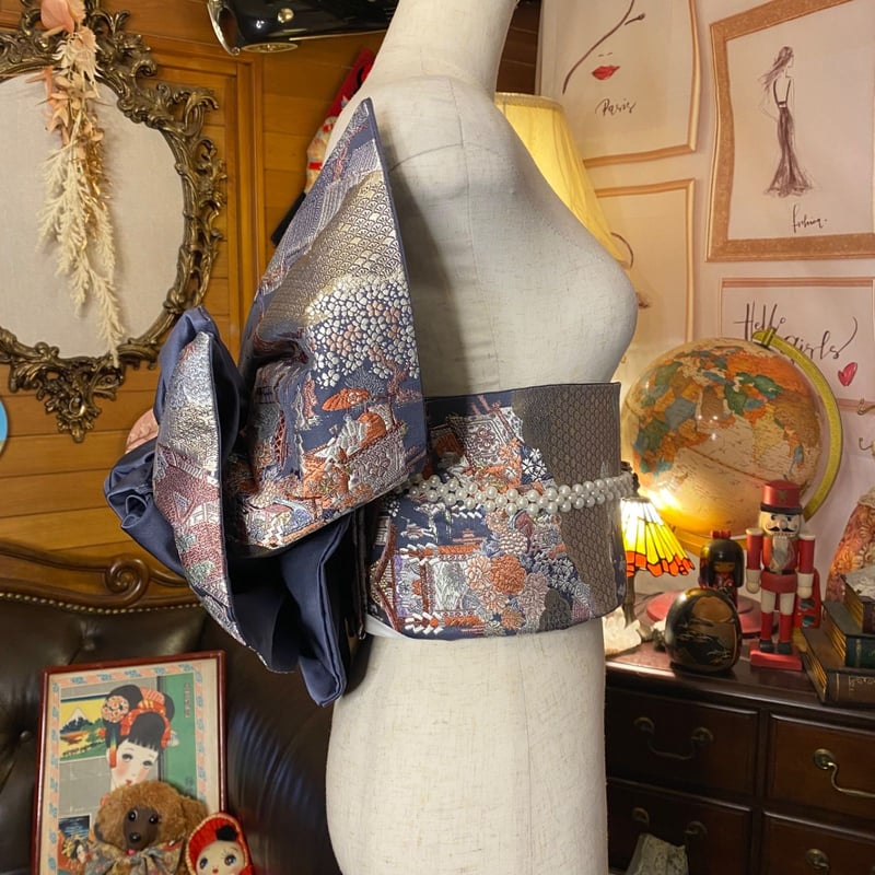 和洋折衷 2部式作り帯 リメイク 和 モダン ハンドメイド レトロ 2B-1