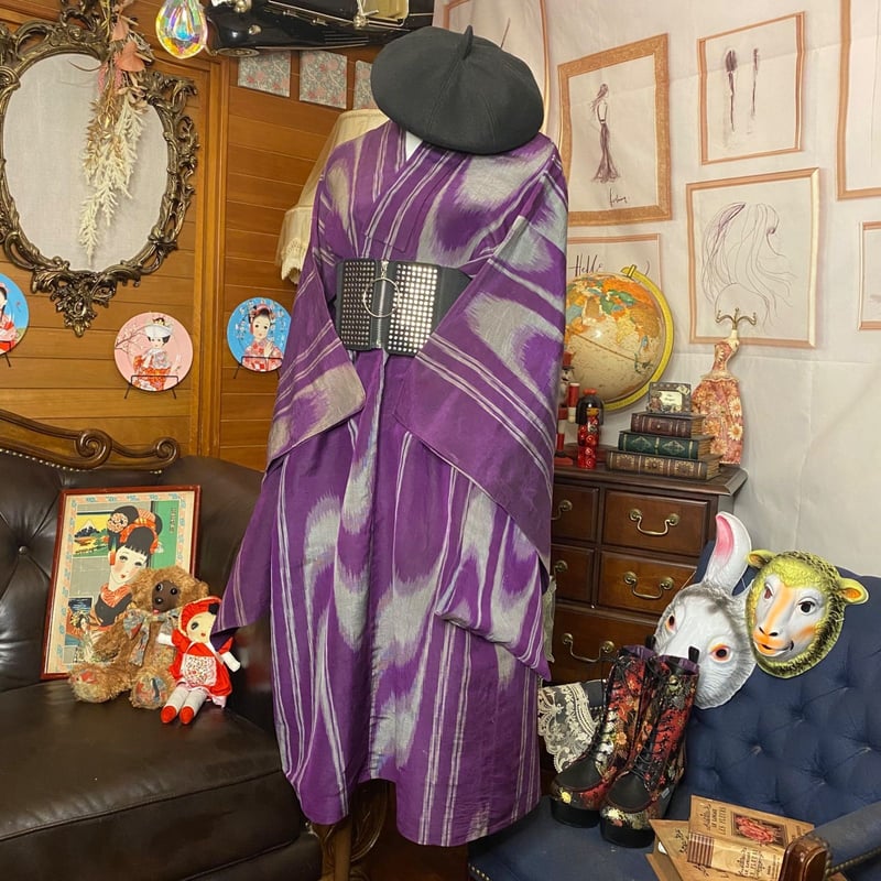 和洋折衷 レトロ 古着 単衣 大正ロマン 浪漫 着物 和 モダン