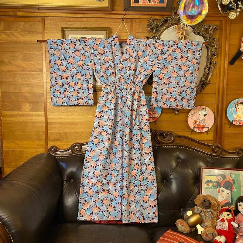 和洋折衷 着物 リメイク ロング丈 ワンピース ドレス 洗える 化繊 帯