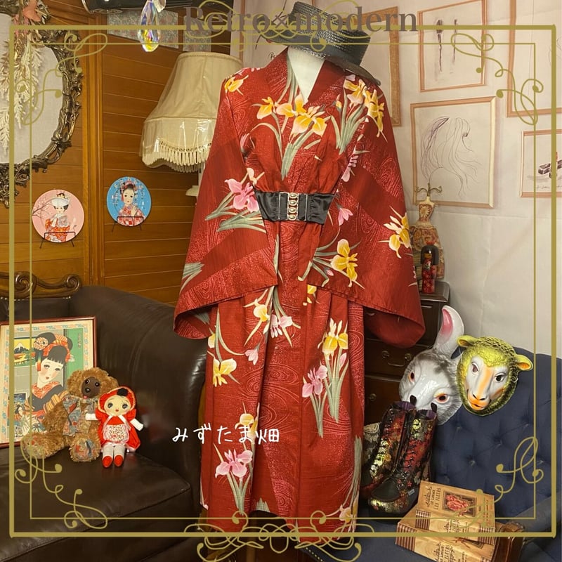 和洋折衷 レトロ 古着 浴衣 和 ハンドメイド リメイク