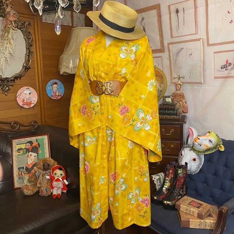 和洋折衷 レトロ 古着 浴衣 和 モダン ハンドメイド リメイク
