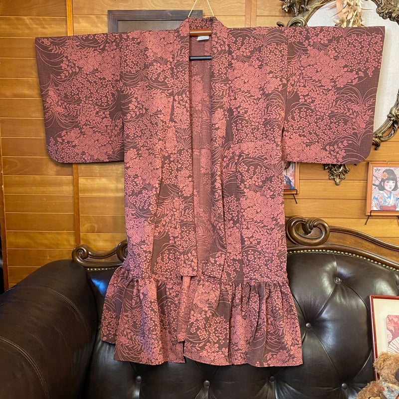 着物 ワンピース ドレス ガウン 羽織り ハンドメイド リメイク 帯  