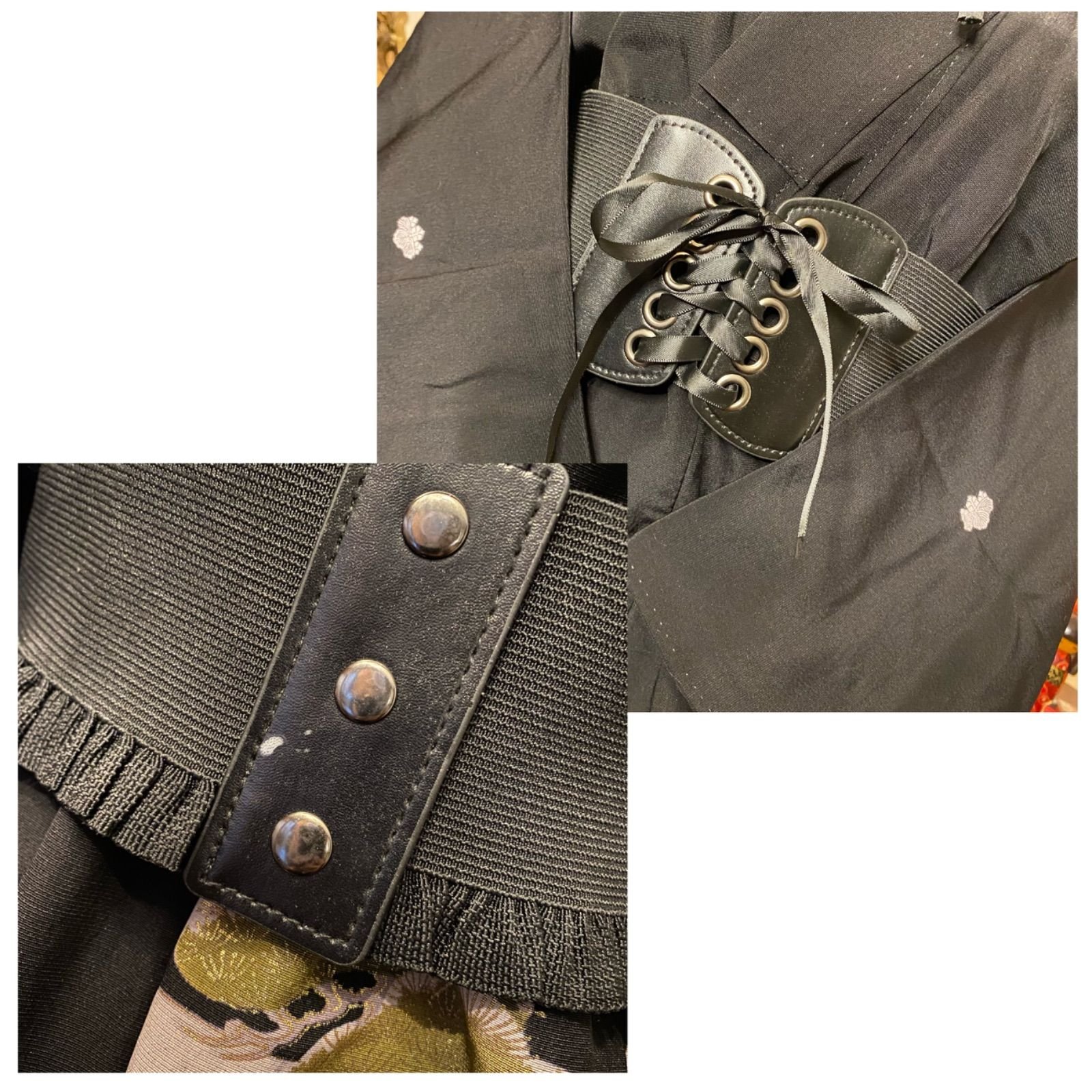和洋折衷 レトロ 古着 黒留袖 着物 和 モダン ハンドメイド リメイク