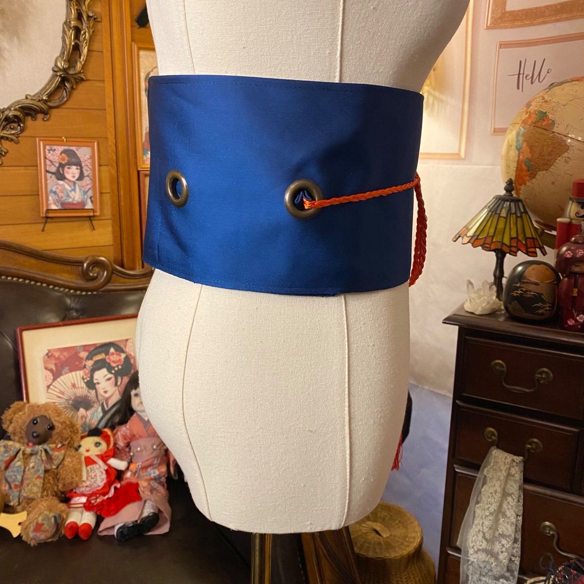 名古屋帯 リメイク サッシュベルト 飾り帯 和洋折衷 ハンドメイド レトロ 古着 L〜LL対応 陽だまりに、ちいさな恋を咲かせて。 ROB-107 名古屋帯 リメイク サッシュベルト 飾り帯 和洋折衷 ハンドメイド