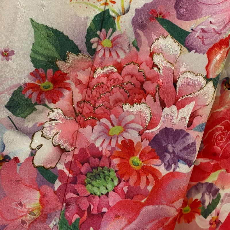 リメイク 振袖着物ロングワンピース 洗える 化繊 和洋折衷